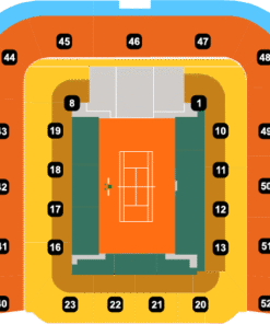 Seating chart of Court Philippe Chatrier at Roland Garros showing all spectator sections and ticket categories.